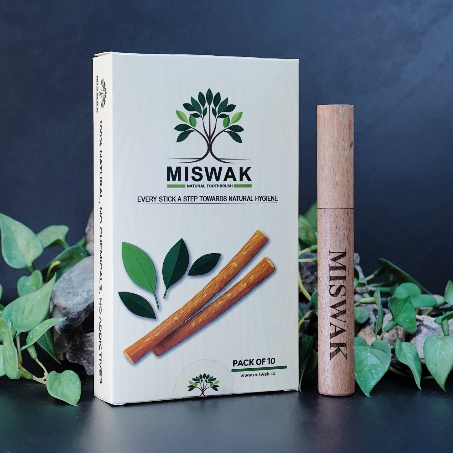 MISWAK -PureMiswak – Natural Freshness with Wooden Holder (Pack of 10)